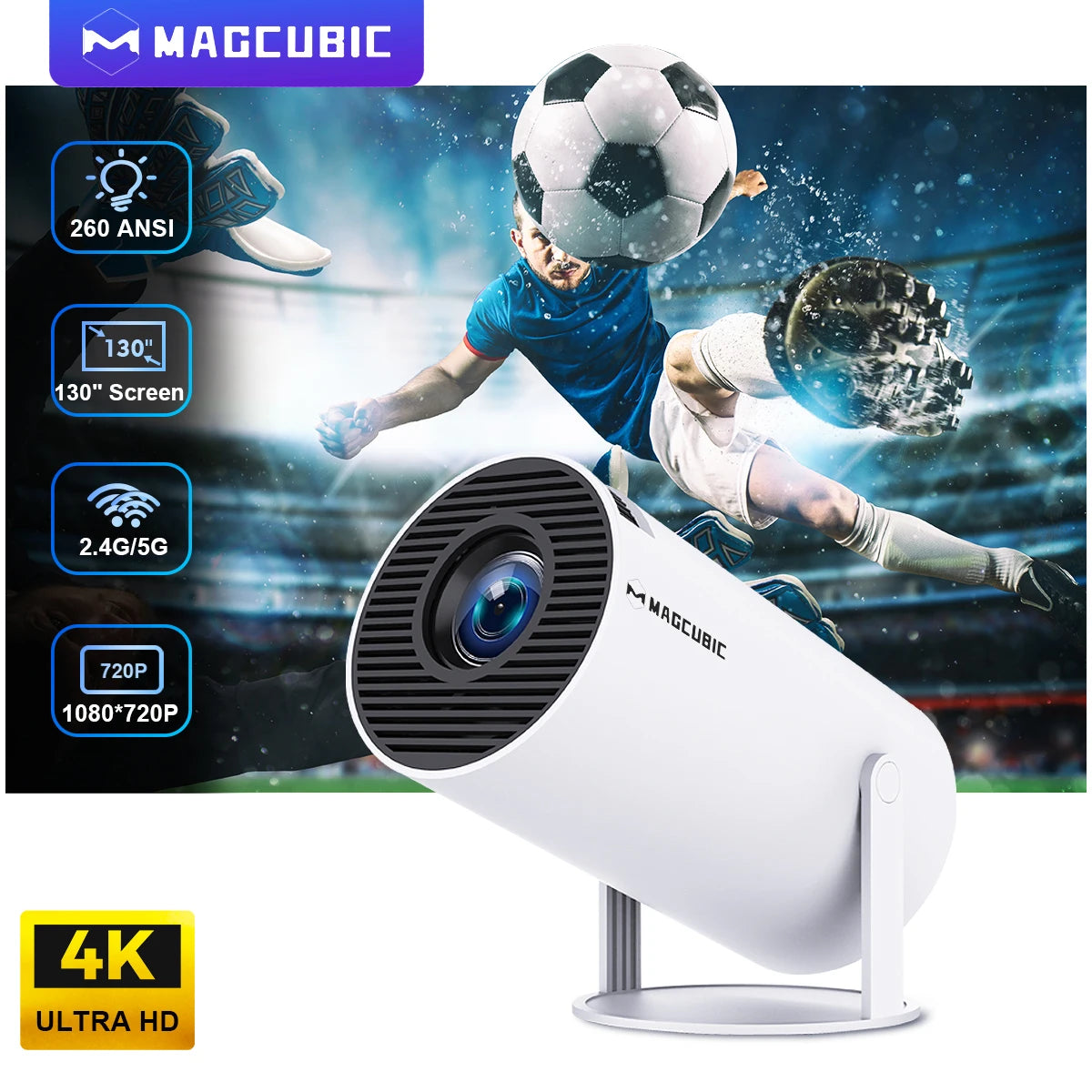 Magcubic Cinema Projector 4K 1280*720P HY300 Dual Wifi