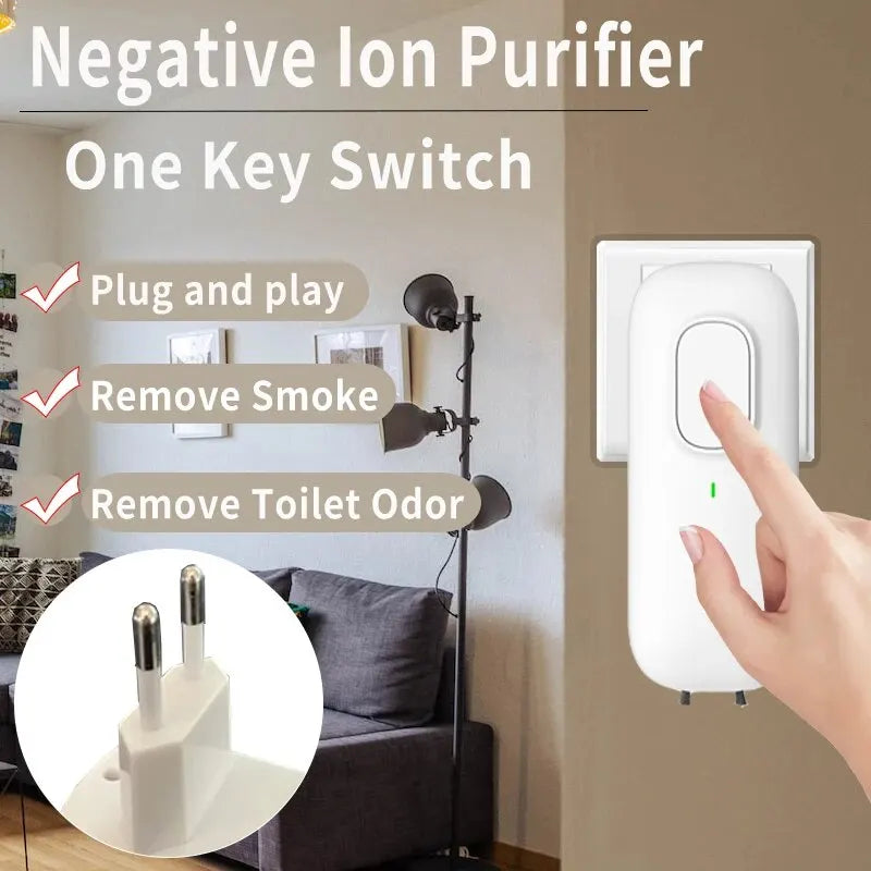 Mini Anion Air Purifier – Compact Plug-In for Odor Removal in Homes, Bathrooms, Bedrooms, and Pet Areas