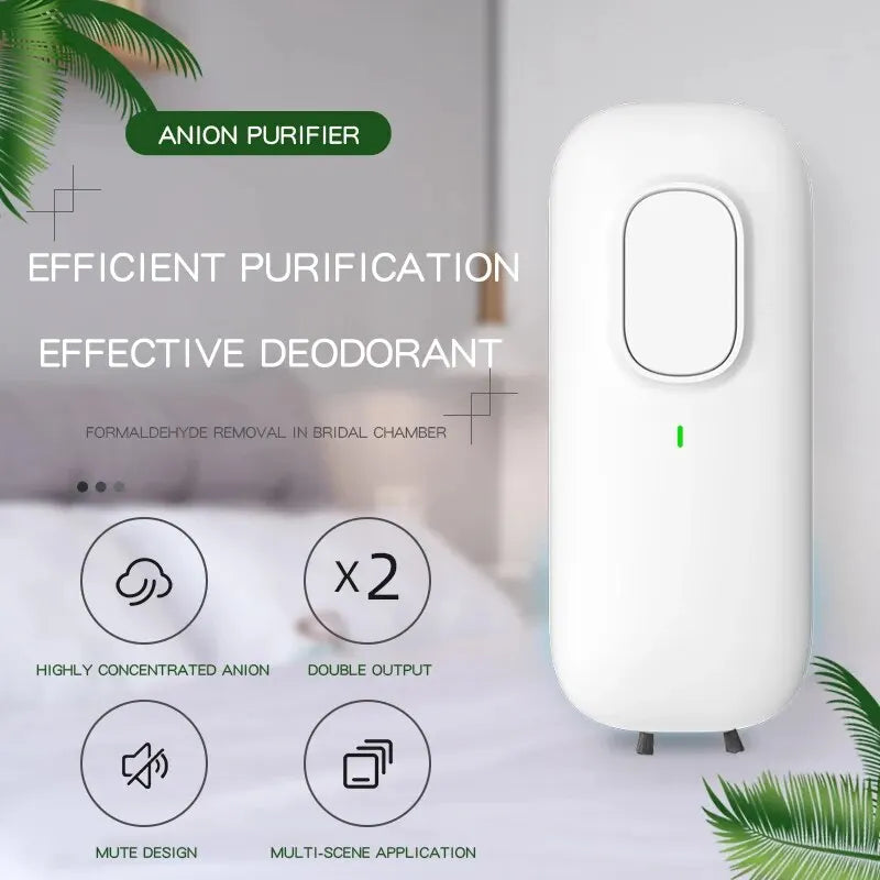 Mini Anion Air Purifier – Compact Plug-In for Odor Removal in Homes, Bathrooms, Bedrooms, and Pet Areas