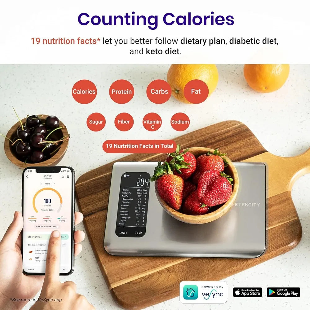 SmartScale Pro – Accurate Digital Grams and Ounces with Smart Nutrition App for Better Health and Multipurpose Kitchen Use